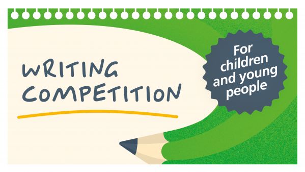 Image of a pencil and the words 'writing competition for children and young people'